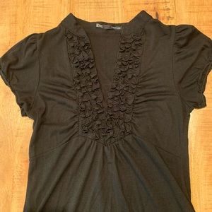 ⏰(3 for $15) Black Maurices Short Sleeve Top with Ruffled detail Size Medium